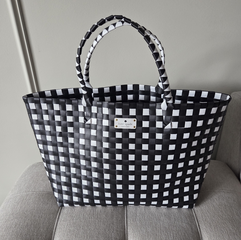 kate spade Black & White Woven Tote Bag
